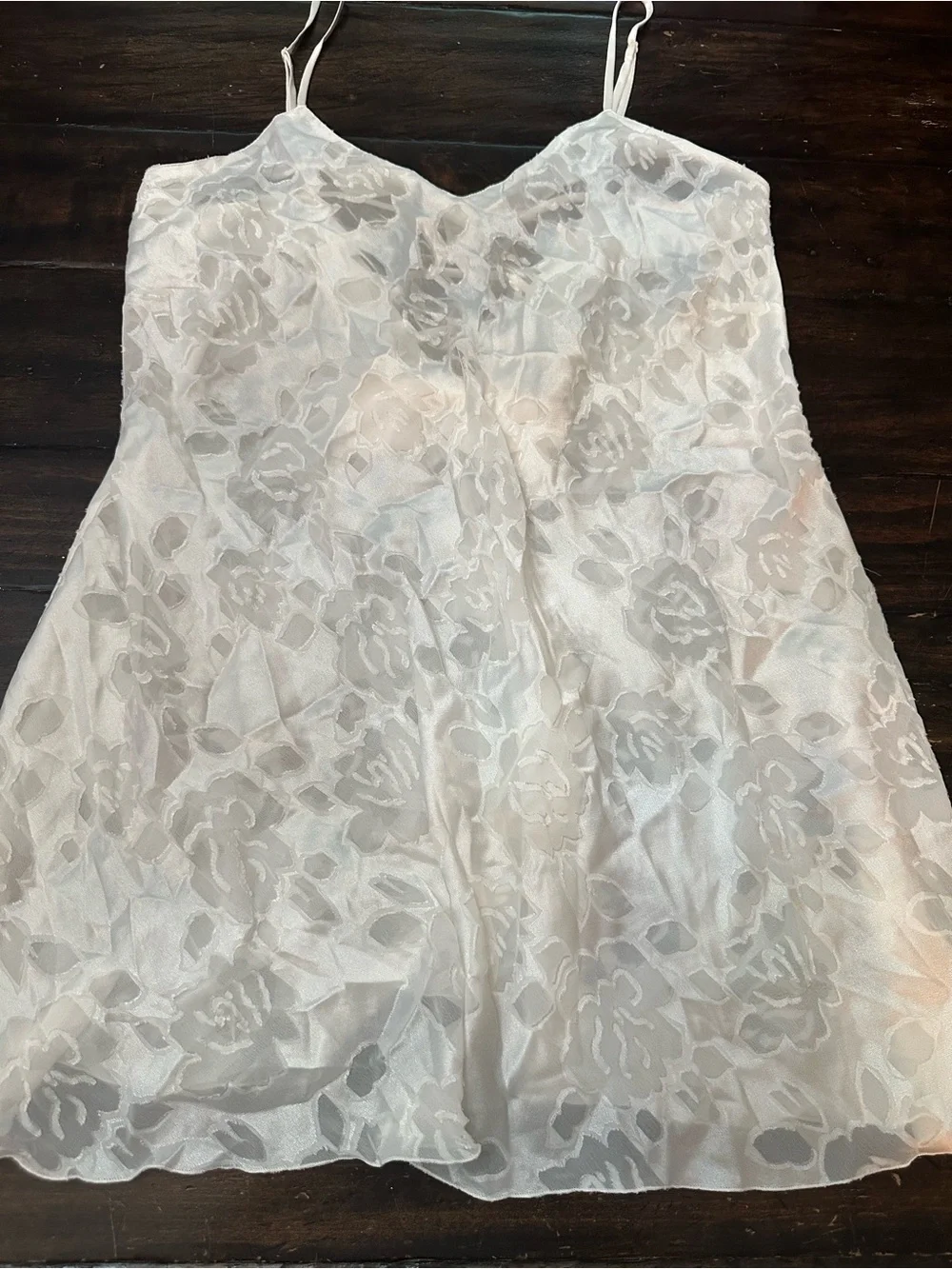 Vintage 90s Victoria’s Secret White Satin Floral Slip Dress 38770